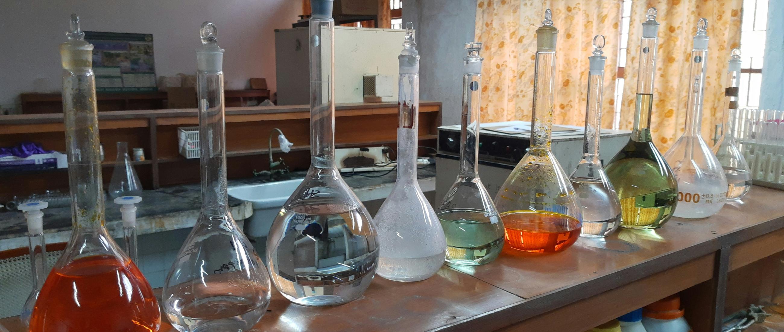 Bottles in a laboratory