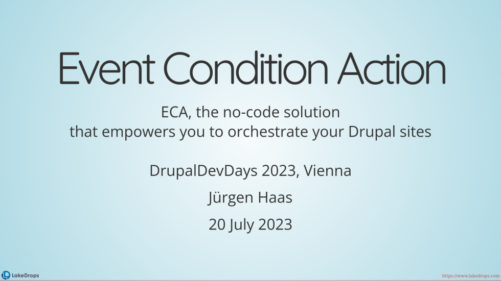 ECA at Drupal Developer Days in Vienna, 2023