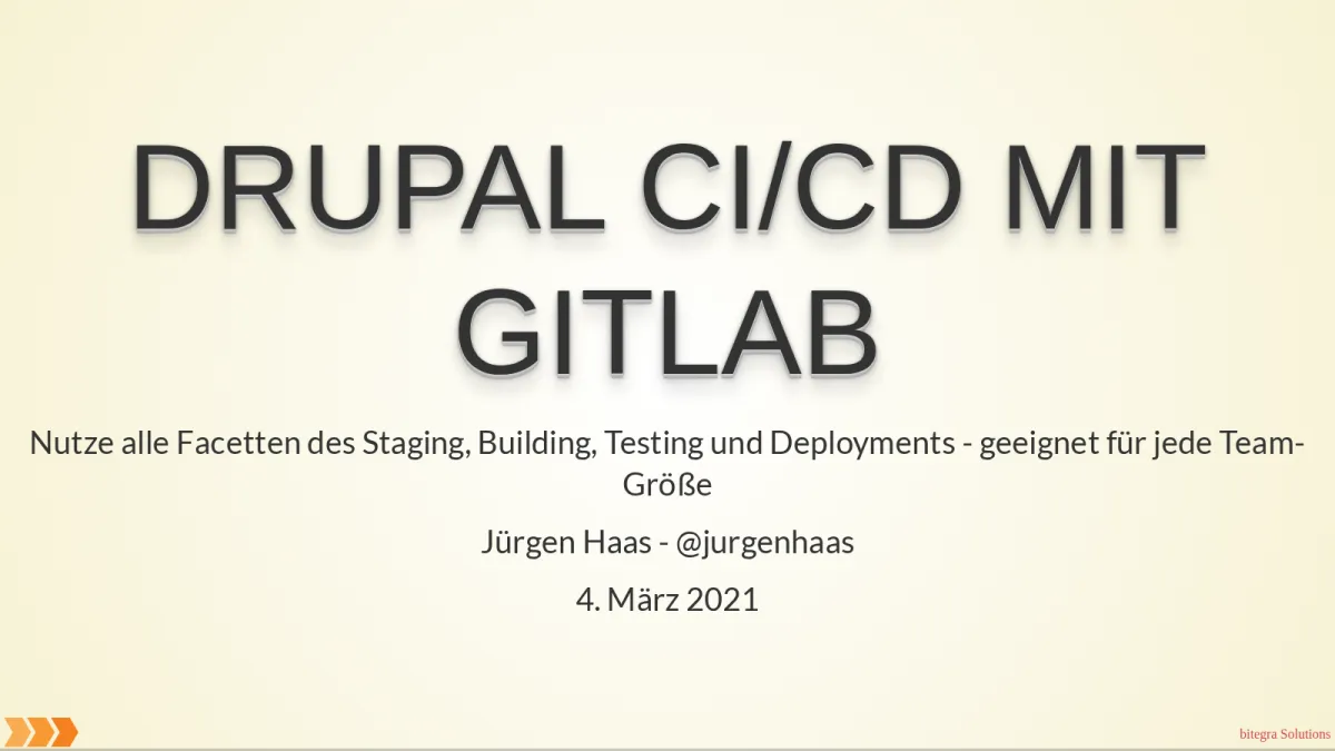 Screenshot: Drupal CI/CD mit GitLab (slide 0)