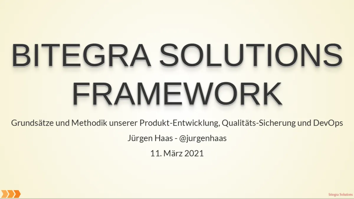 Screenshot: bitegra Solutions Framework (slide 0)