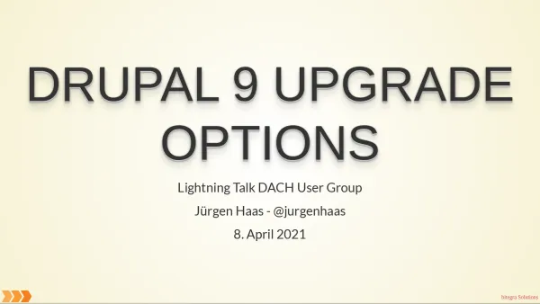 Screenshot: Drupal 9 Upgrade Options (slide 0)