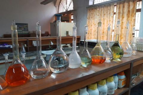Bottles in a laboratory
