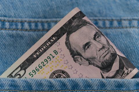 Dollar note in a back pocket